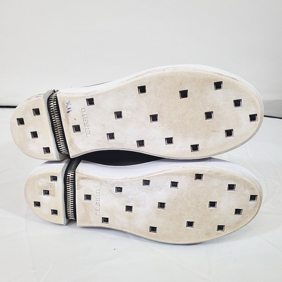 Diesel S-Nentish Sneakers Womens Zip Round Mid Trainers Metallic Silver Back Sz7 - Picture 8 of 9